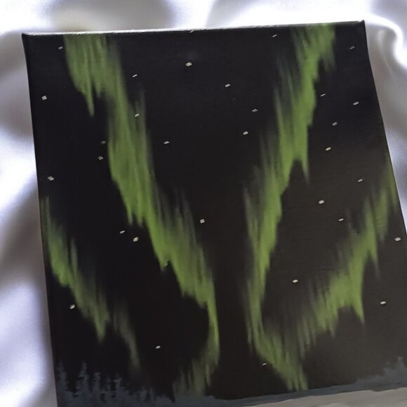 Set of 2 Signed Laura Nilsson Northern Lights Canvas Paintings  Aurora B… - Picture 9 of 9